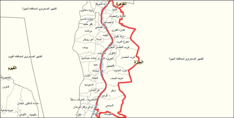 خريطة توضح موقع مركز الصف داخل محافظة الجيزة